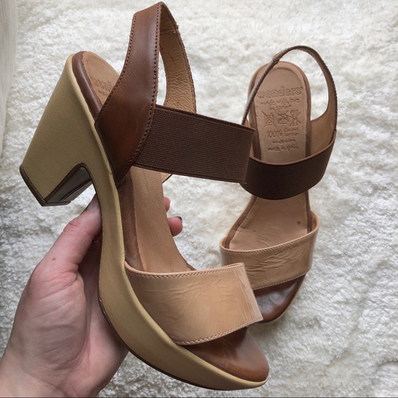 Wonders platform tan + brown high heel sandal - Picture 4 of 8